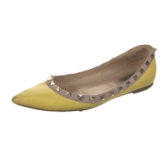 Authentic Valentino Garavani Rockstud Ballerina Yellow Flat Size EU 36 US 5.5 - Picture 2 of 8